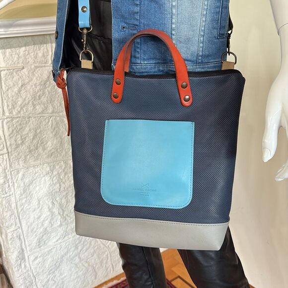Daniel Chong Madrid Colourful Tote Crossbody Bag Recycled Materials & Leather - Picture 3 of 14